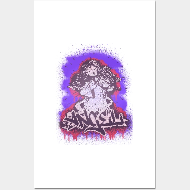 Angel with violin music instrument graffiti christain class Wall Art by eyoubree